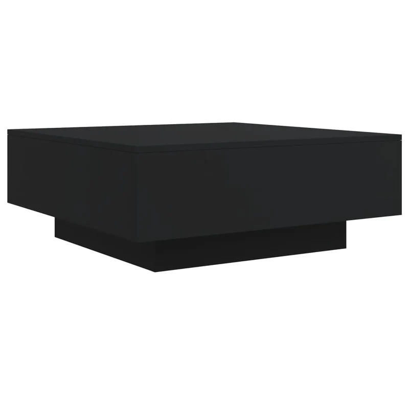 Table basse de salon design moderne avec lumières LED 80 x 80 x 31 cm bois d'ingénierie noir DEC037680
