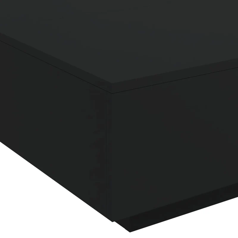 Table basse de salon design moderne avec lumières LED 80 x 80 x 31 cm bois d'ingénierie noir DEC037680