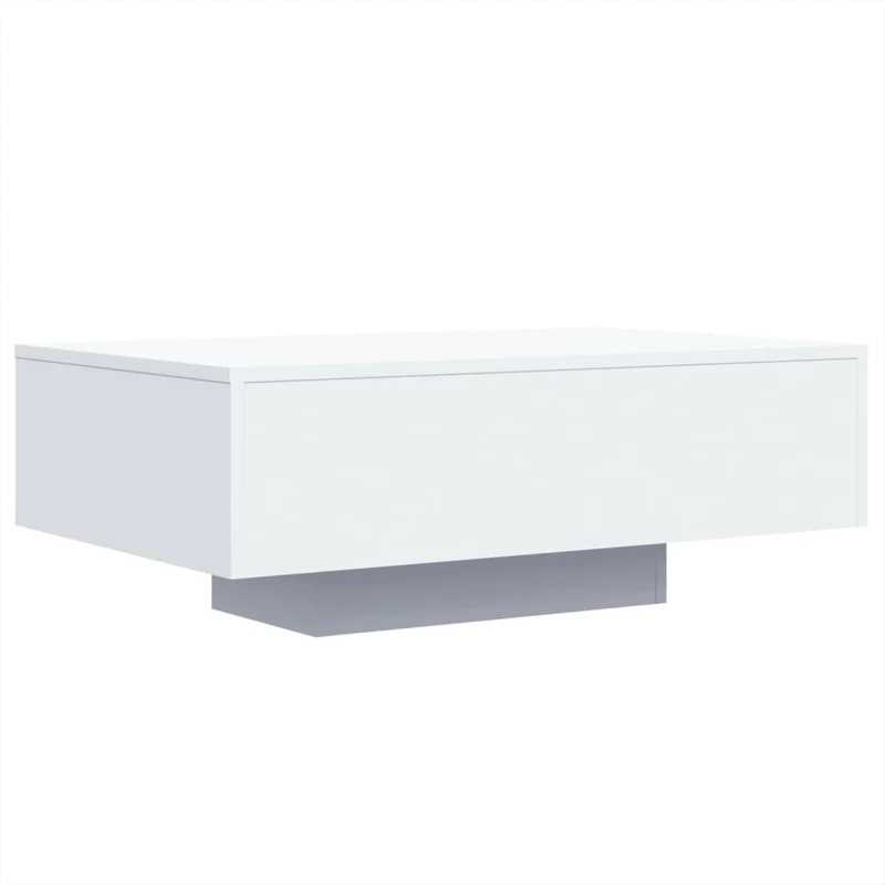 Table basse de salon design moderne avec lumières LED 85 x 55 x 31 cm bois d'ingénierie blanc DEC037601