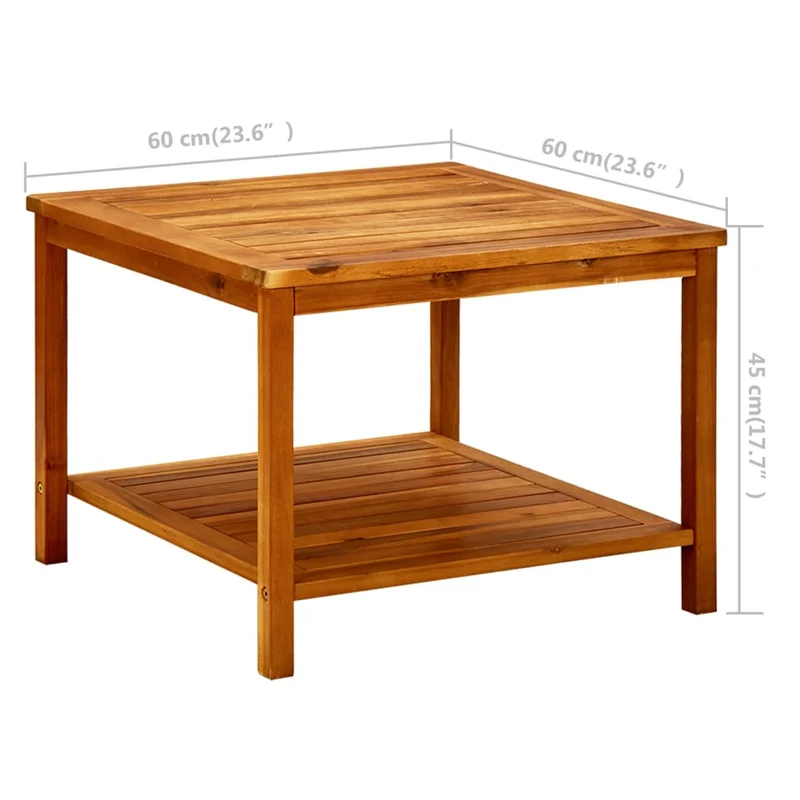 Table basse de salon design rustique 60 x 60 x 45 cm bois d'acacia solide marron DEC037110