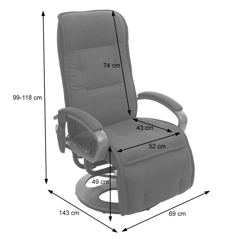 Fauteuil de relaxation fonction de massage 9 programmes 5 niveaux d'intensité tissu gris foncé 04_0006384
