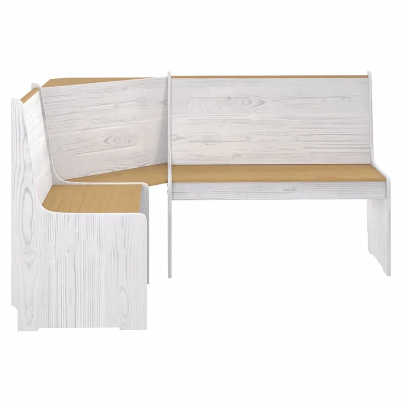 Banc d'angle pour cuisine ou salon 151 cm en bois couleur marron miel et blanc DEC025005
