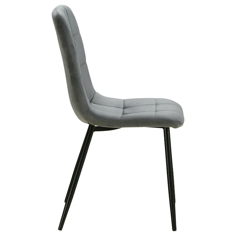 Lot de 4 chaises de salle à manger cuisine confortable et moderne en tissu velours gris pieds en métal noir CDS06202