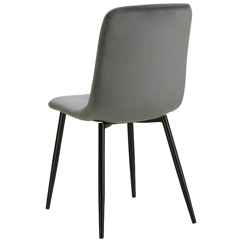 Lot de 4 chaises de salle à manger cuisine confortable et moderne en tissu velours gris pieds en métal noir CDS06202