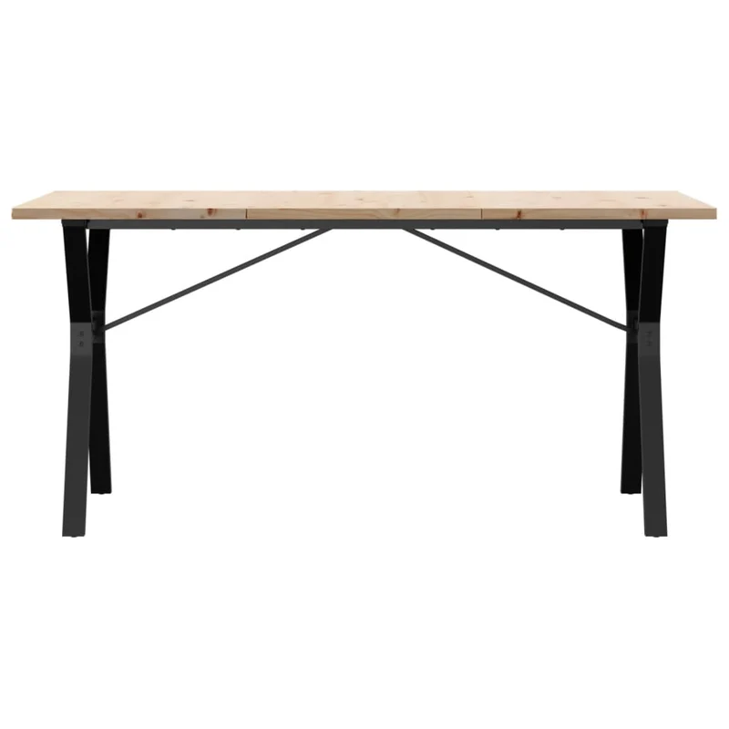 Table de salle à manger design industriel 160 x 80 x 75,5 cm bois pin massif et acier DEC036827