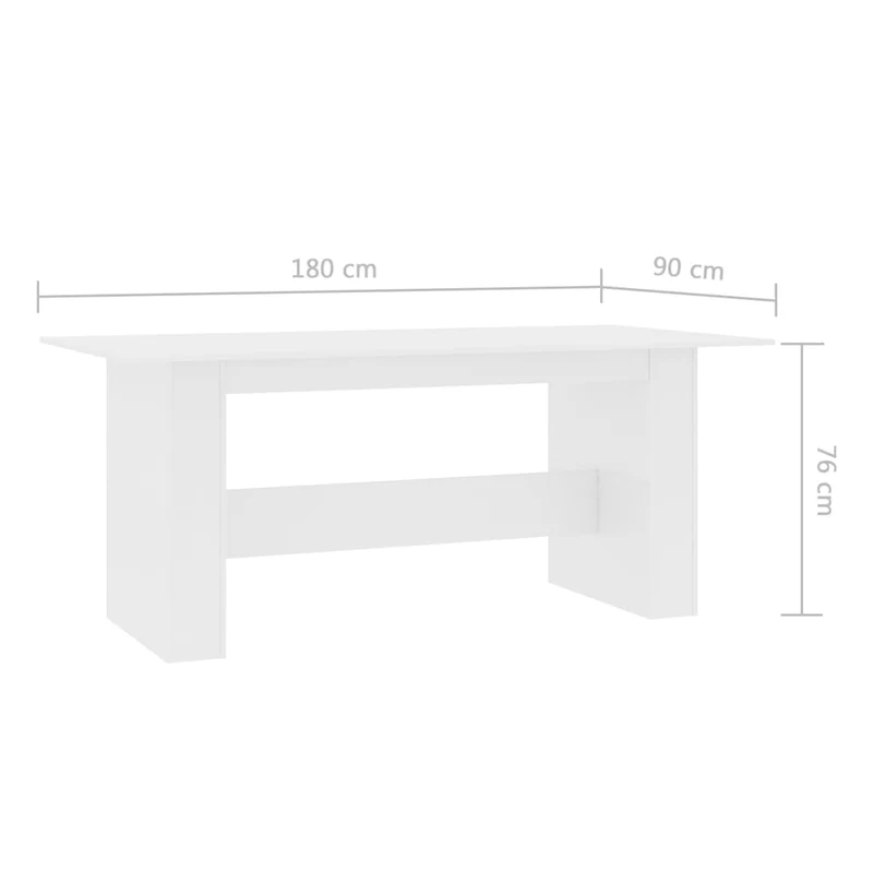 Table de salle à manger design moderne 180 x 90 x 76 cm bois d’ingénierie blanc DEC036762
