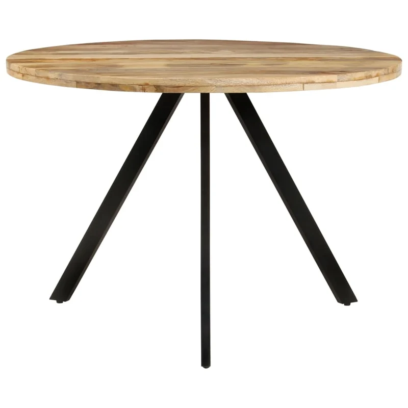 Table de salle à manger design industriel moderne 110 x 75 cm bois de manguier massif et fer DEC036653