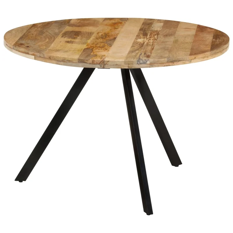 Table de salle à manger design industriel moderne 110 x 75 cm bois de manguier massif et fer DEC036653