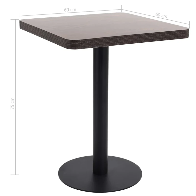 Table d'appoint auxiliaire table de bistro 60 x 60 cm MDF marron foncé et acier noir DEC036575