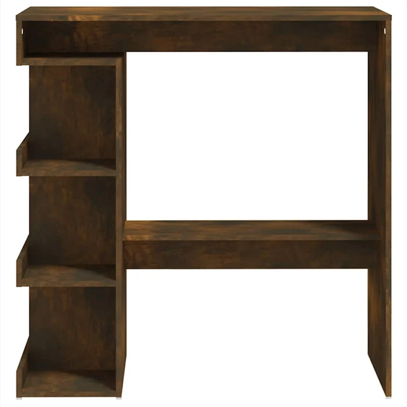 Table d’appoint multifonction table de bar avec étagère de rangement en bois d'ingénierie marron DEC036452