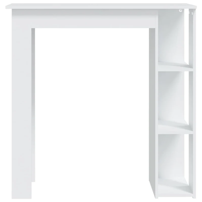 Table d’appoint multifonction table de bar avec étagère 102 x 50 x 103,5 cm bois d'ingénierie blanc DEC036448