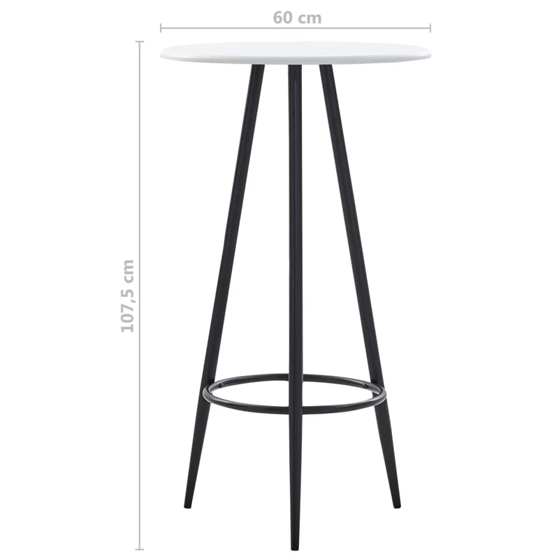 Table d’appoint multifonction table haute de bar 60 x 107,5 cm MDF blanc et acier DEC036414