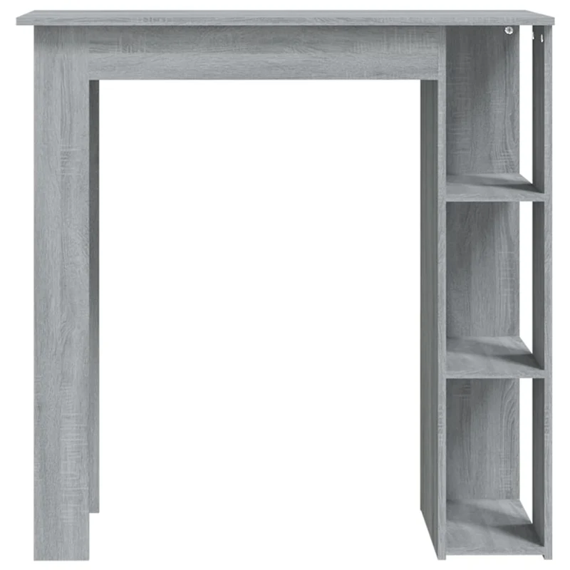 Table d’appoint multifonction table de bar avec étagère en bois d'ingénierie gris DEC036355