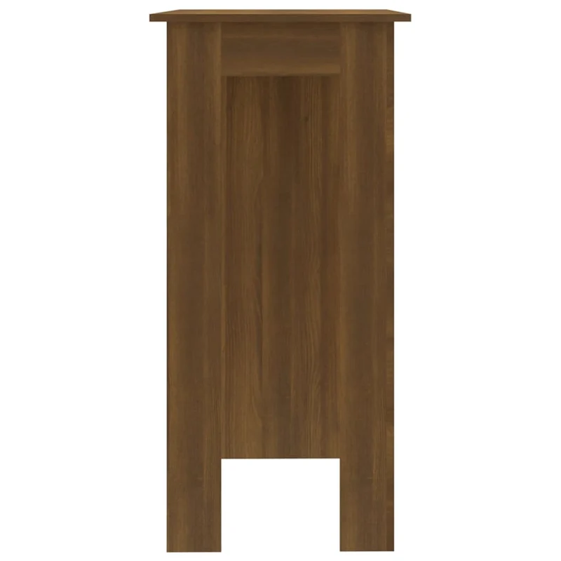 Table d’appoint multifonction table de bar avec étagère en bois d'ingénierie marron DEC036345