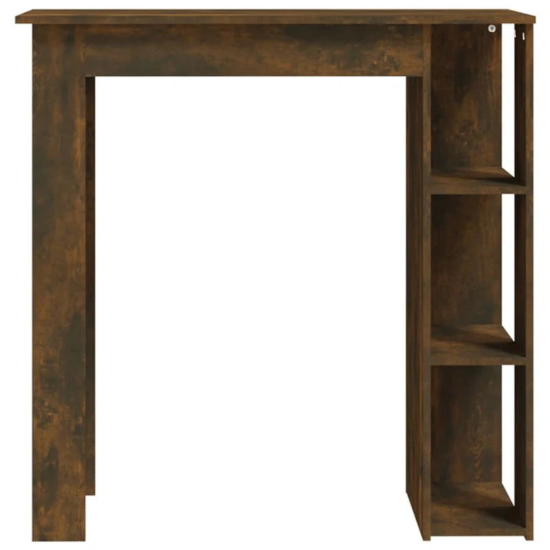 Table d’appoint multifonction table de bar avec étagère en bois d'ingénierie marron DEC036342