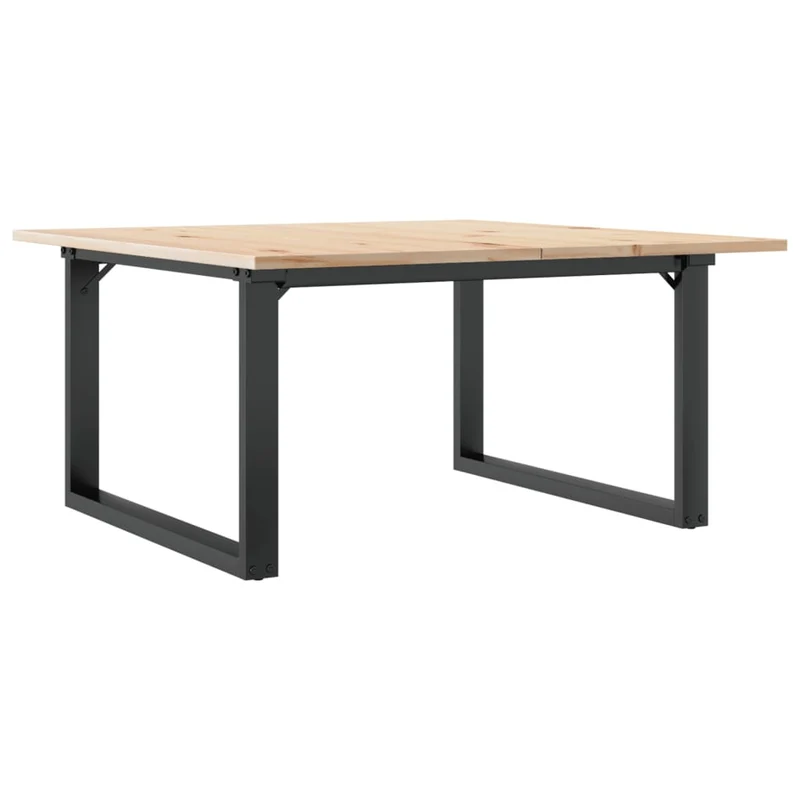 Table basse rectangulaire style industriel 80 x 80 x 45 cm bois de pin et acier DEC036249