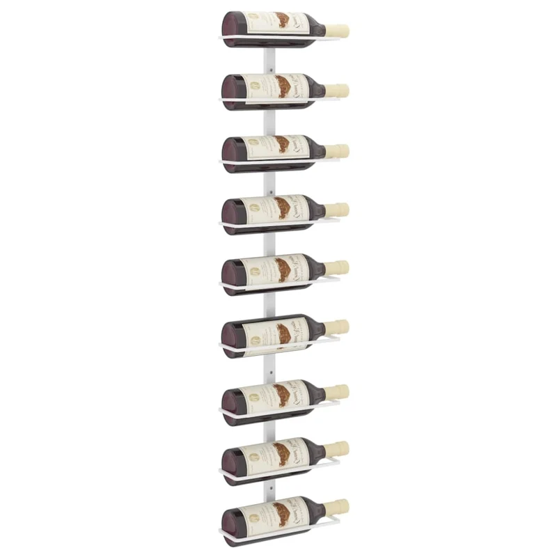 Casier range bouteilles étagère de rangement vin mural pour 9 bouteilles en fer blanc DEC024389