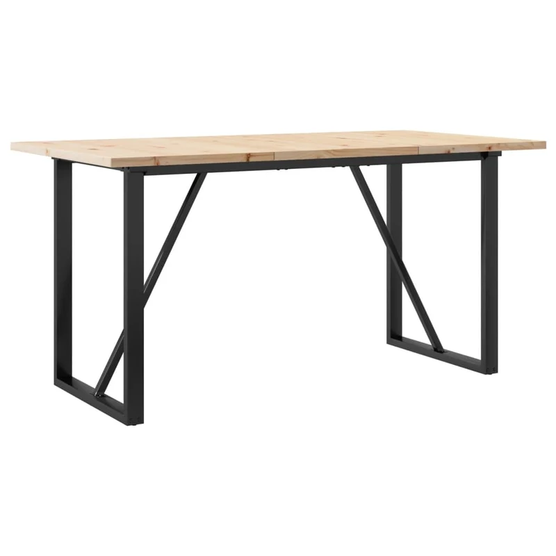 Table de salle à manger design industriel 140 x 80 x 75,5 cm bois de pin et acier DEC036783