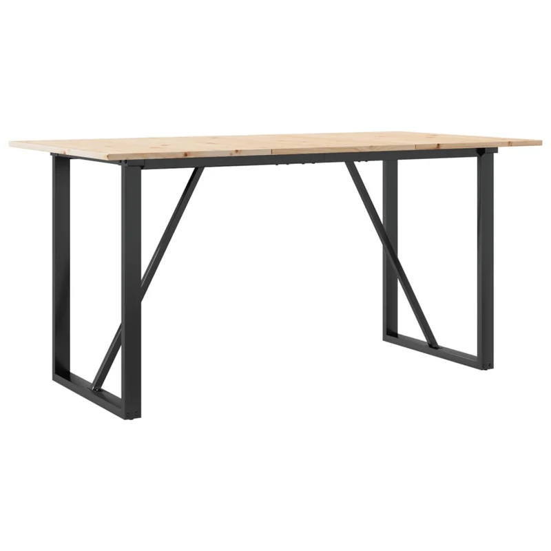 Table de salle à manger design industriel 140 x 80 x 75 cm bois de pin massif et acier DEC036782