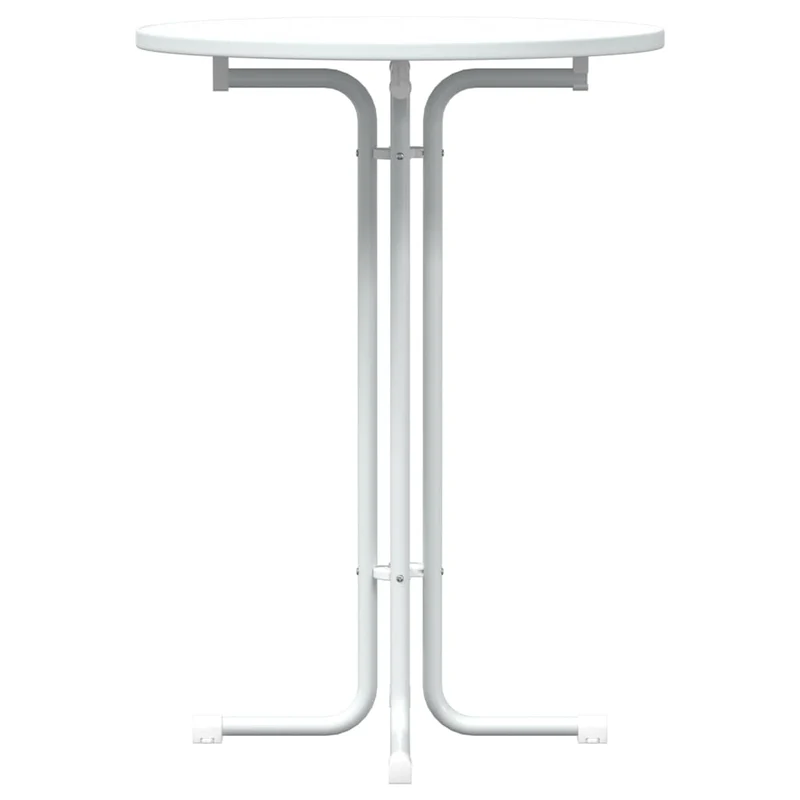 Table haute table d'appoint plateau pliable ø80 x 110 cm bois d'ingénierie et acier blanc DEC036777
