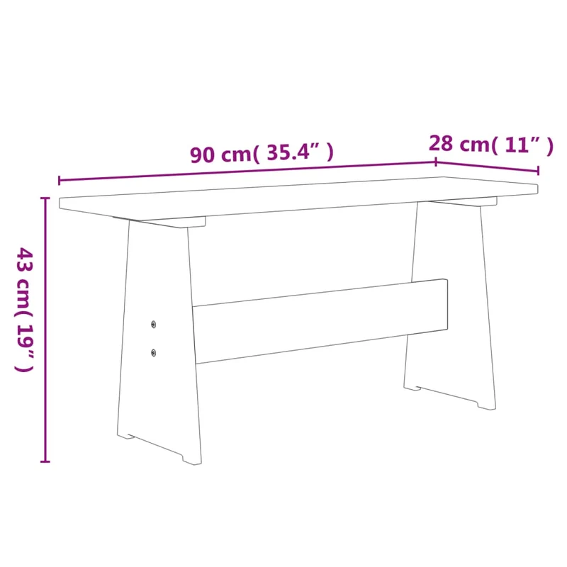 Table de salle à manger design moderne avec banc en bois de pin solide blanc DEC036755