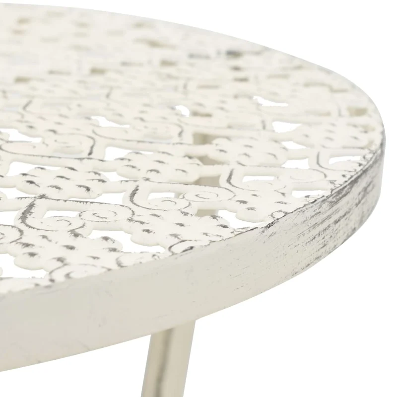Table d'appoint auxiliaire ronde design style vintage 40 x 70 cm en métal blanc DEC036589