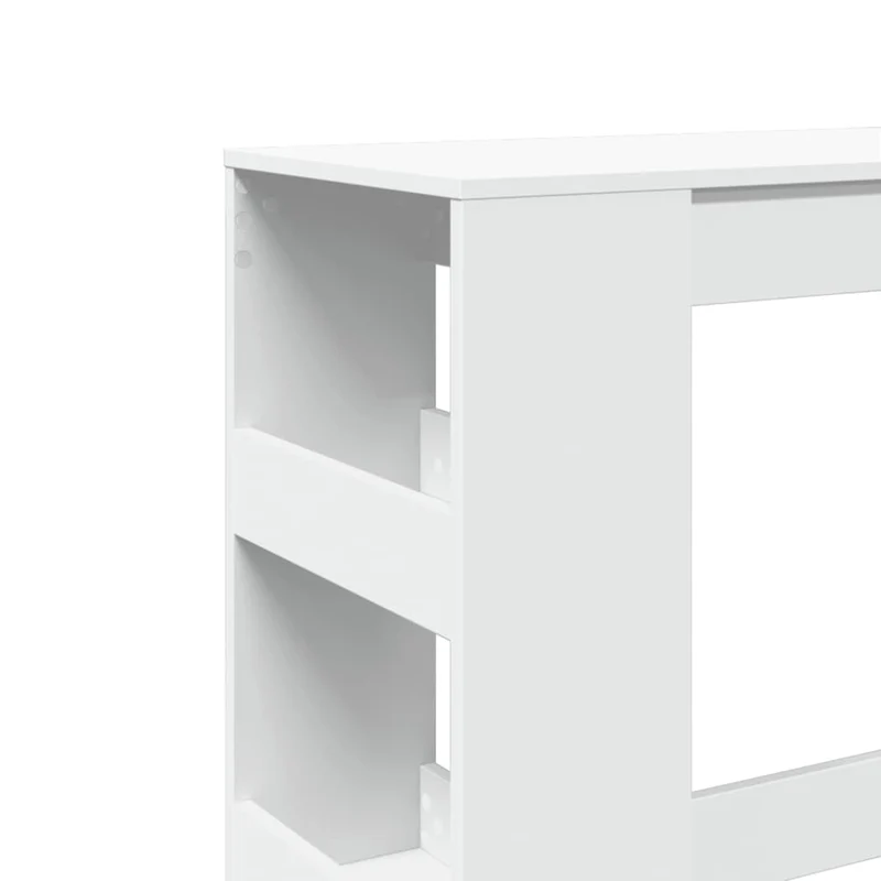 Table d’appoint multifonction table de bar avec étagères de rangement 90 x 40 x 103,5 cm bois d'ingénierie blanc DEC036454