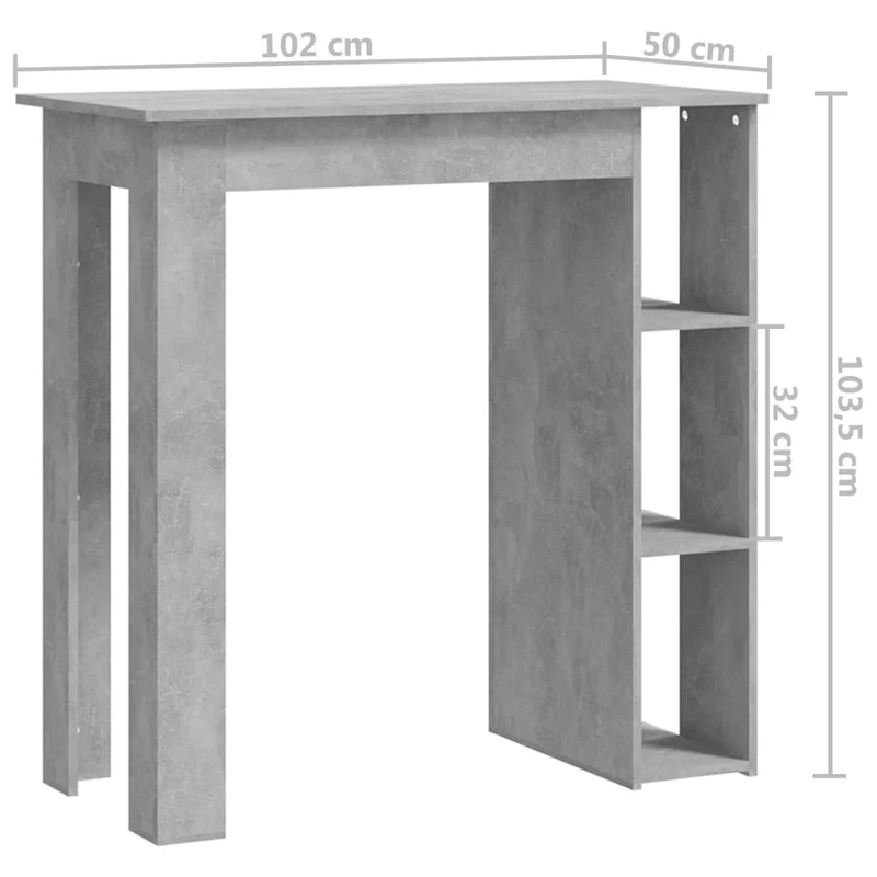 Table d’appoint multifonction table haute avec étagère de rangement en bois d'ingénierie gris DEC036351
