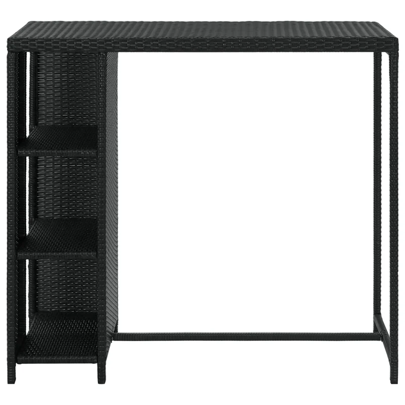 Table d’appoint multifonction table haute avec rangement 120 x 60 x 110 cm résine tressée noir et acier DEC036336