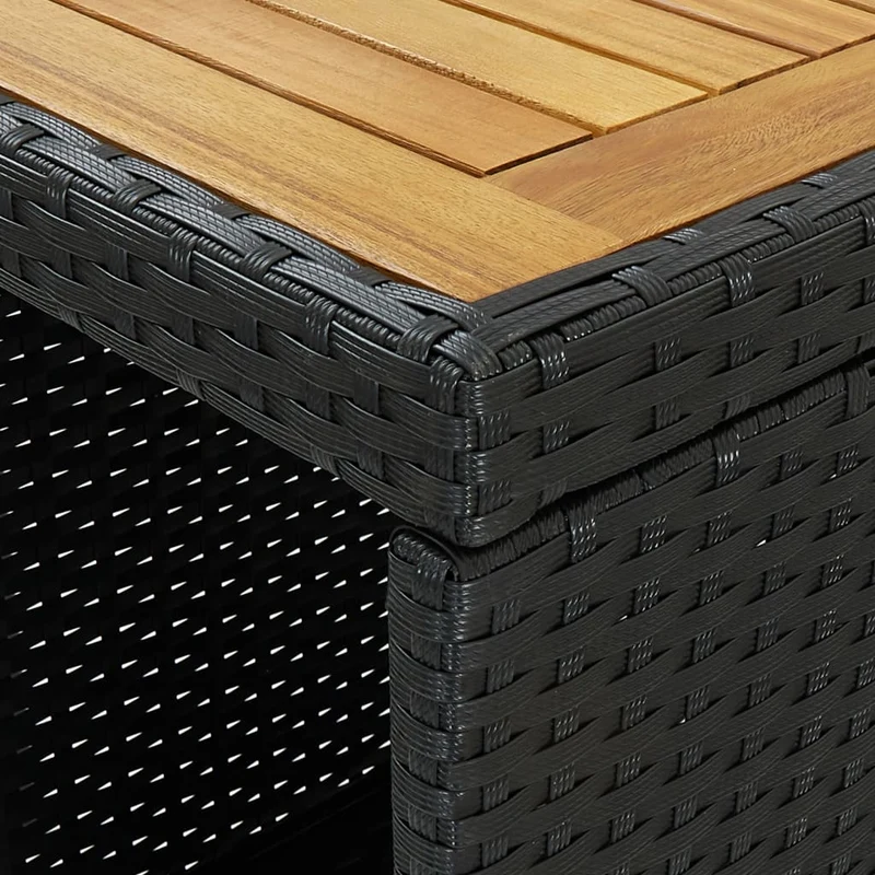 Table d’appoint multifonction avec rangement 120 x 60 x 110 cm résine tressée noir bois et acier DEC036335