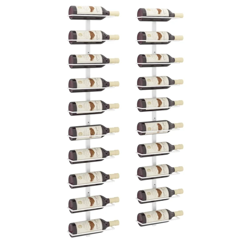 Set de 2 casiers range bouteilles étagère de rangement vin mural pour 10 bouteilles en métal blanc DEC024368