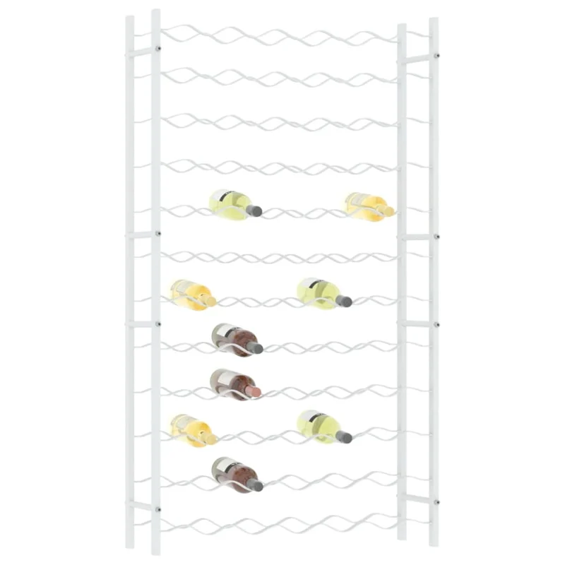 Casier range bouteilles étagère de rangement vin pour 72 bouteilles en métal blanc DEC024336