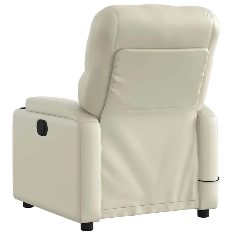 Fauteuil de relaxation TV fonction massage inclinable électrique 6 points de massage en PVC crème DEC027155