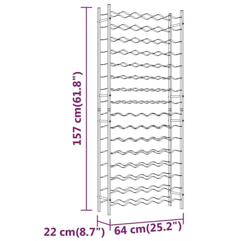 Casier range bouteilles étagère de rangement vin pour 96 bouteilles en métal blanc DEC024347