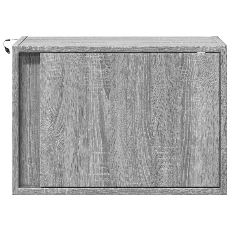 Lot de 2 tables de chevet murales avec lumières LED 50 x 31 x 35 cm en bois d'ingénierie gris DEC036175