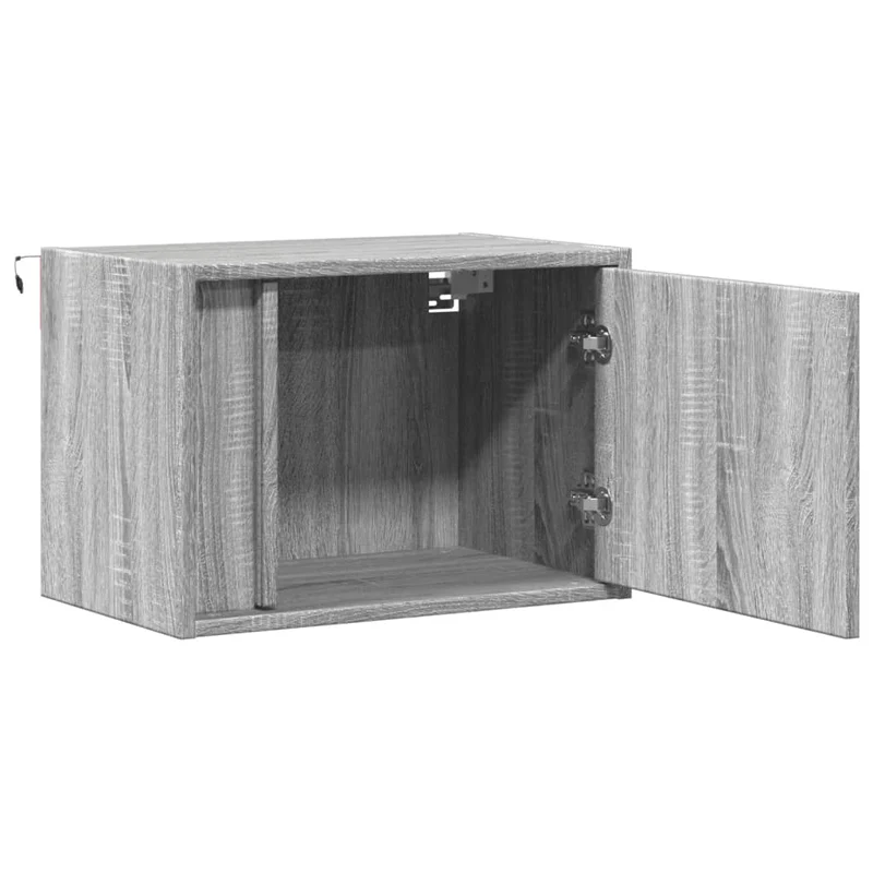 Lot de 2 tables de chevet murales avec lumières LED 50 x 31 x 35 cm en bois d'ingénierie gris DEC036175