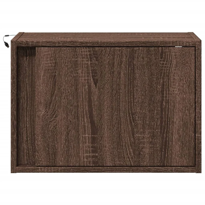 Lot de 2 tables de chevet murales avec lumières LED 50 x 31 x 35 cm en bois d'ingénierie marron DEC036136