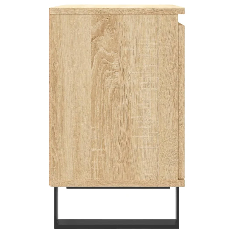 Lot de 2 tables de chevet avec compartiment avec porte 40 x 30 x 50cm bois d'ingénierie couleur chêne et fer DEC035883