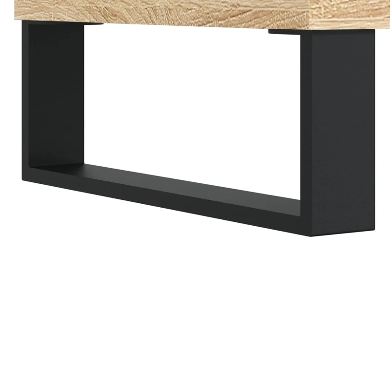 Lot de 2 tables de chevet avec compartiment avec porte 40 x 30 x 50cm bois d'ingénierie couleur chêne et fer DEC035883