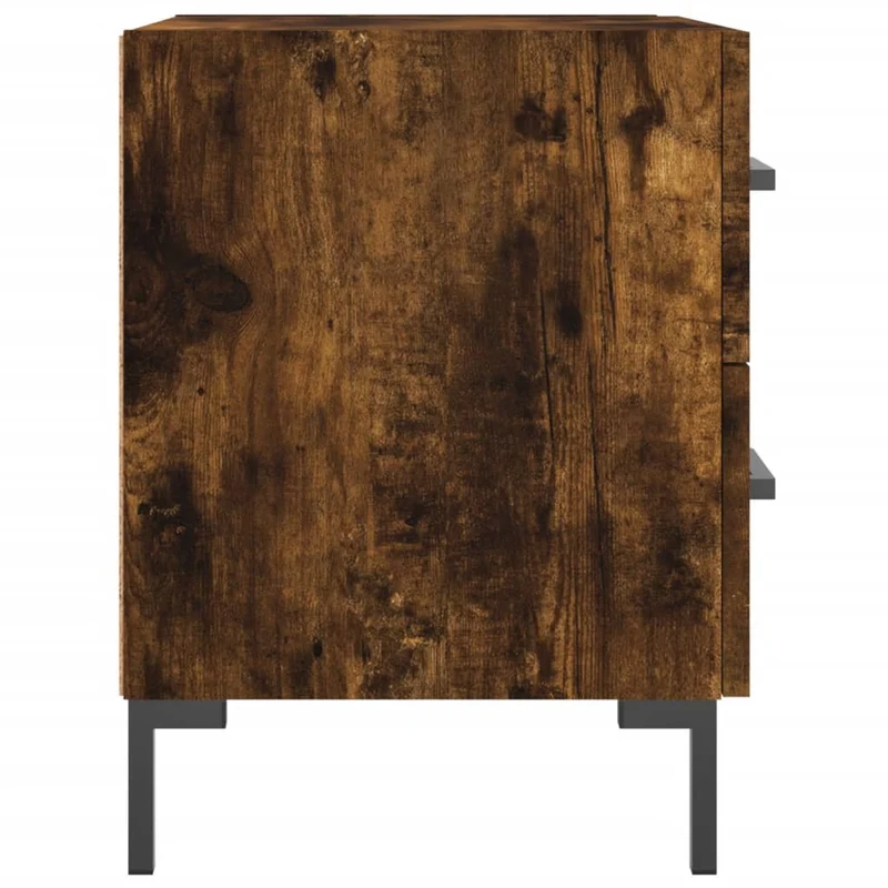 Lot de 2 tables de chevet avec deux tiroirs 40 x 35 x 47,5cm bois d’ingénierie marron et fer DEC035814