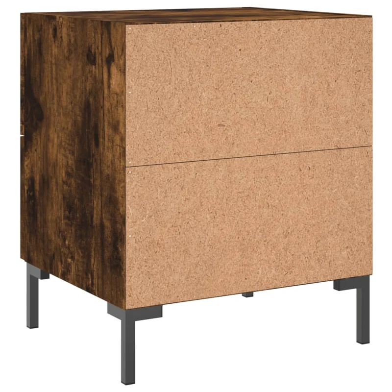 Lot de 2 tables de chevet avec deux tiroirs 40 x 35 x 47,5cm bois d’ingénierie marron et fer DEC035814