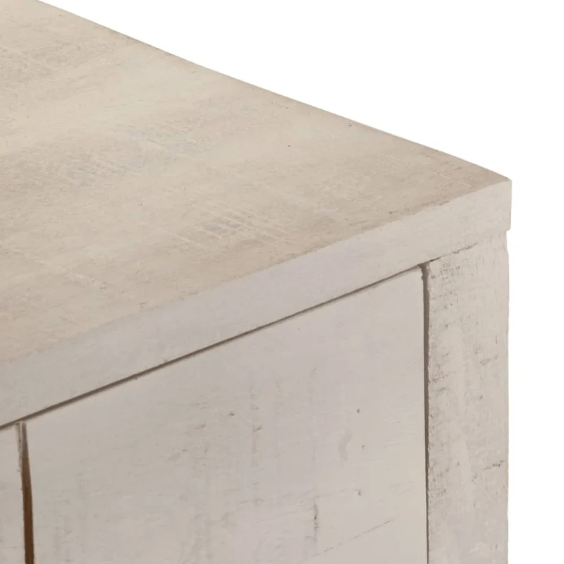 Table console avec 2 tiroirs et 1 étagère 110 x 35 x 75 cm bois de manguier blanc DEC031687
