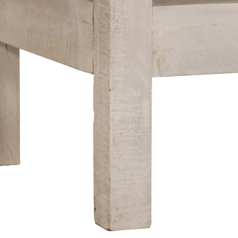Table console avec 2 tiroirs et 1 étagère 110 x 35 x 75 cm bois de manguier blanc DEC031687
