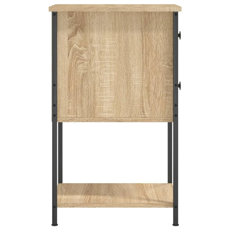 Lot de 2 tables de chevet avec deux tiroirs 32 x 42 x 70cm bois d'ingénierie couleur chêne et fer DEC035868