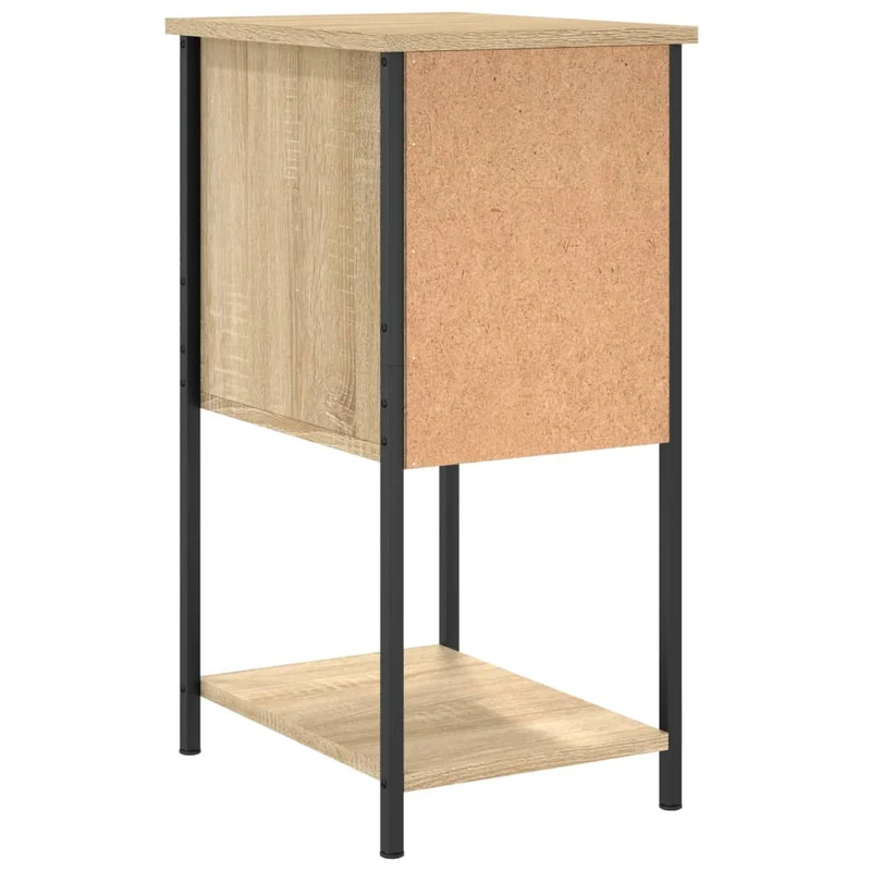 Lot de 2 tables de chevet avec deux tiroirs 32 x 42 x 70cm bois d'ingénierie couleur chêne et fer DEC035868