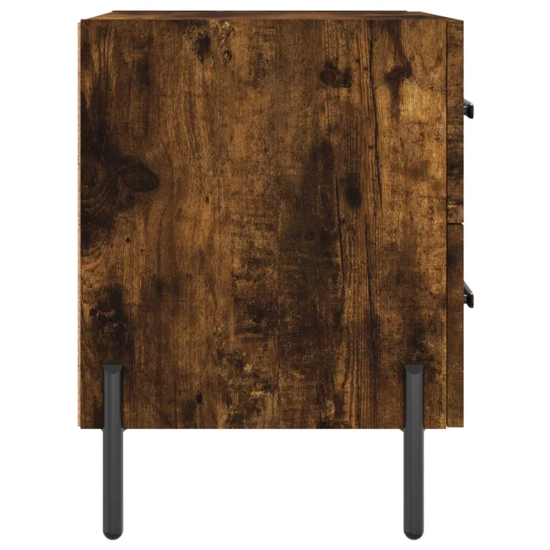 Lot de 2 tables de chevet avec deux tiroirs 40 x 35 x 47,5cm bois d’ingénierie marron et fer DEC035809