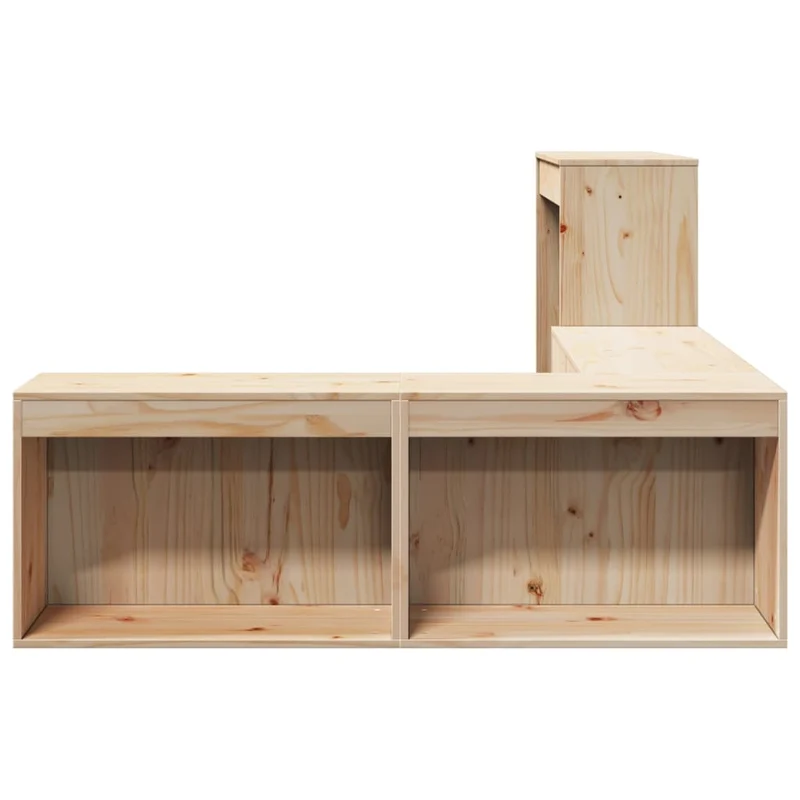 Table de chevet avec bureau design en forme de L 232 x 122 x 75 cm bois de pin DEC033115