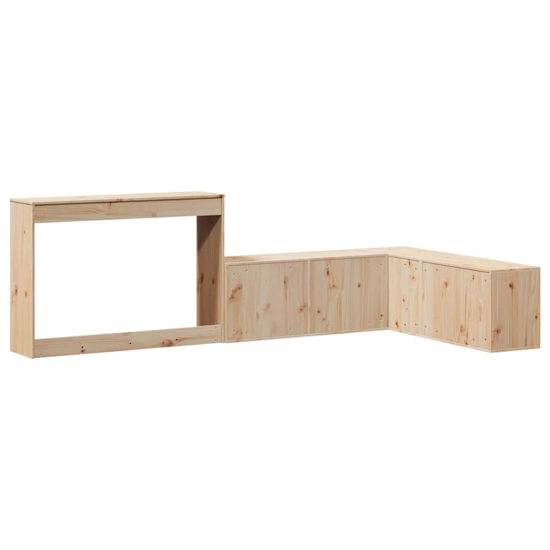 Table de chevet avec bureau design en forme de L 232 x 122 x 75 cm bois de pin DEC033115