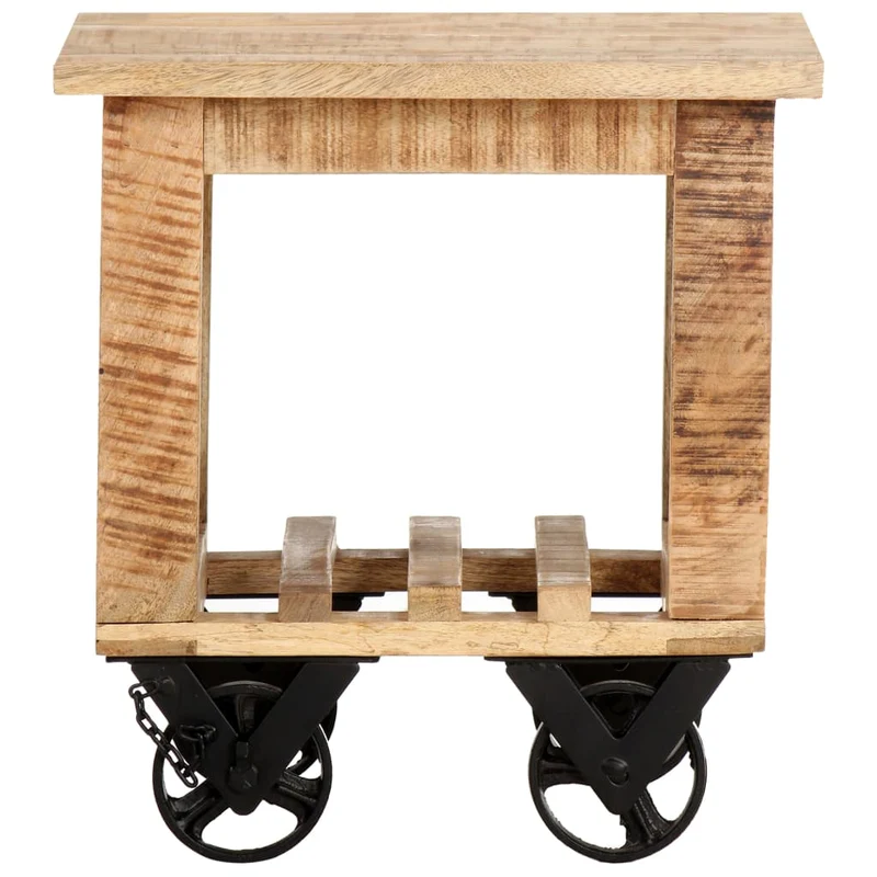 Table d'appoint sur roulettes style vintage 40 x 40 x 42 cm bois de manguier DEC032323