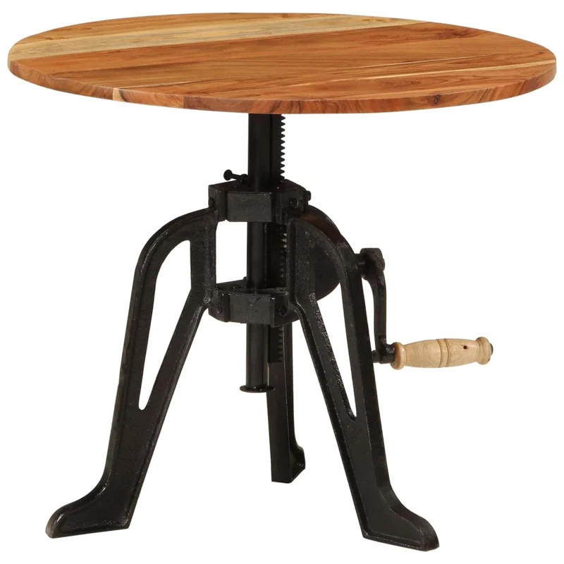 Table d'appoint console d'entrée meuble hauteur réglable en bois massif d'acacia et fonte DEC032317